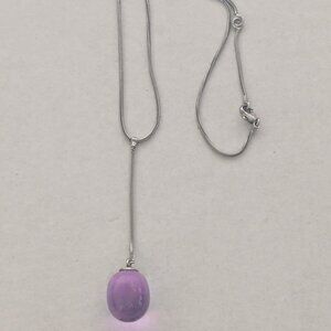 BACCARAT 925 Sterling Silver Amethyst Glass "Tantasion" Y Necklace